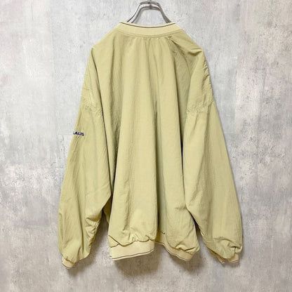 古着 used　NICKLAUS　長袖ナイロンプルオーバー　ワンポイント刺繍　テキサス　ゴルフ　黄色　ビッグシルエット　XLサイズ