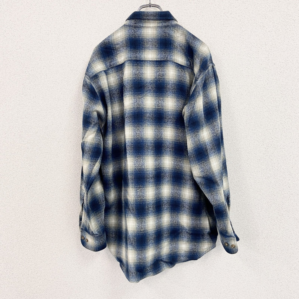 OLD UNIQLO　オールドユニクロ　長袖シャツジャケット　オンブレチェック柄　青　ブルー　Lサイズ