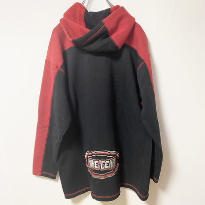 ～90s　PUREGEAR　ハーフジップパーカー　胸ポケット付き　ヴィンテージ　黒　ブラック　赤　レッド　秋冬服