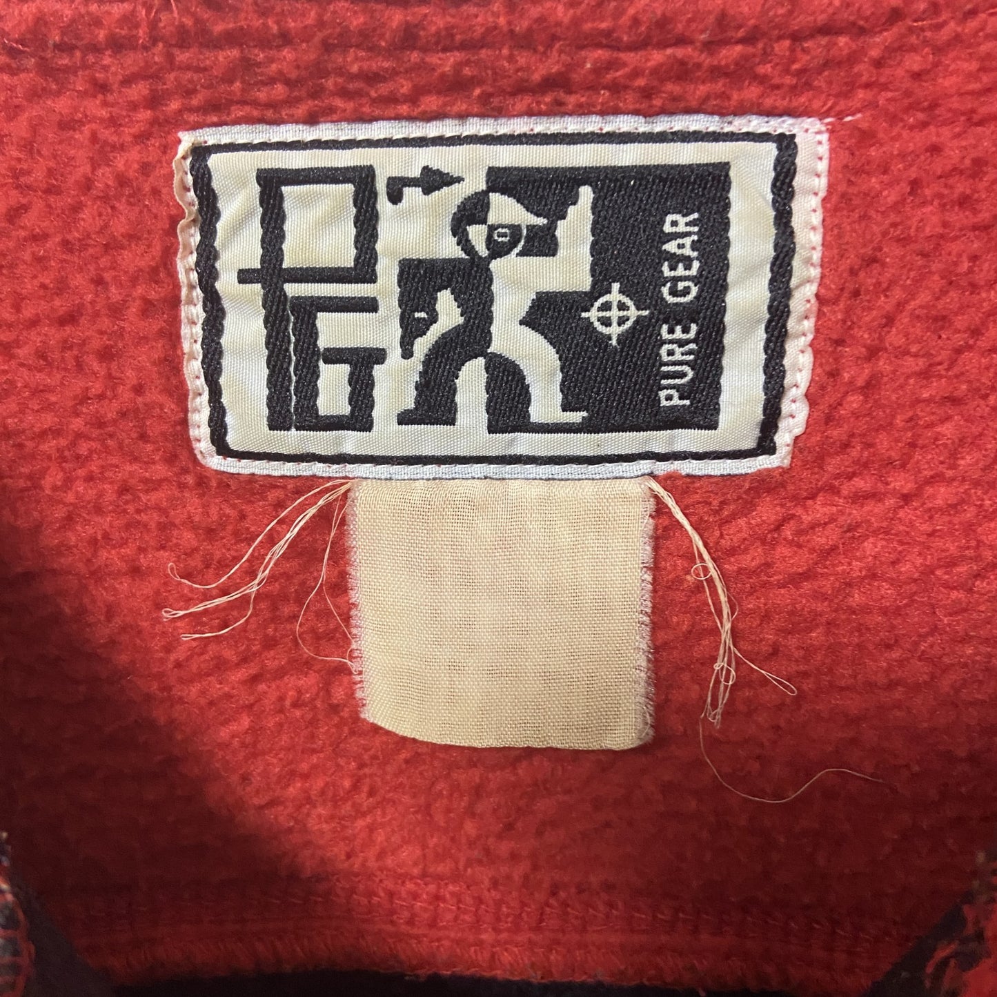 ～90s　PUREGEAR　ハーフジップパーカー　胸ポケット付き　ヴィンテージ　黒　ブラック　赤　レッド　秋冬服