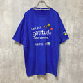 PORT＆COMPANY　半袖プリントメッセージTシャツ　4連プリント　企業ロゴ　青　ブルー　XLサイズ