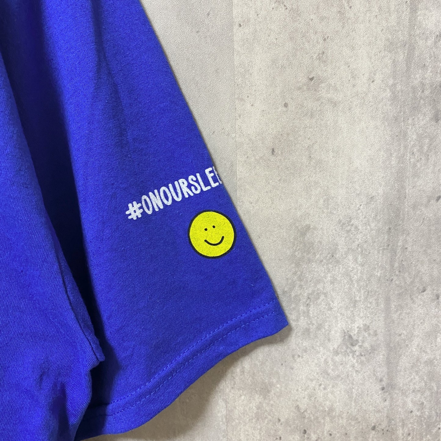 PORT＆COMPANY　半袖プリントメッセージTシャツ　4連プリント　企業ロゴ　青　ブルー　XLサイズ
