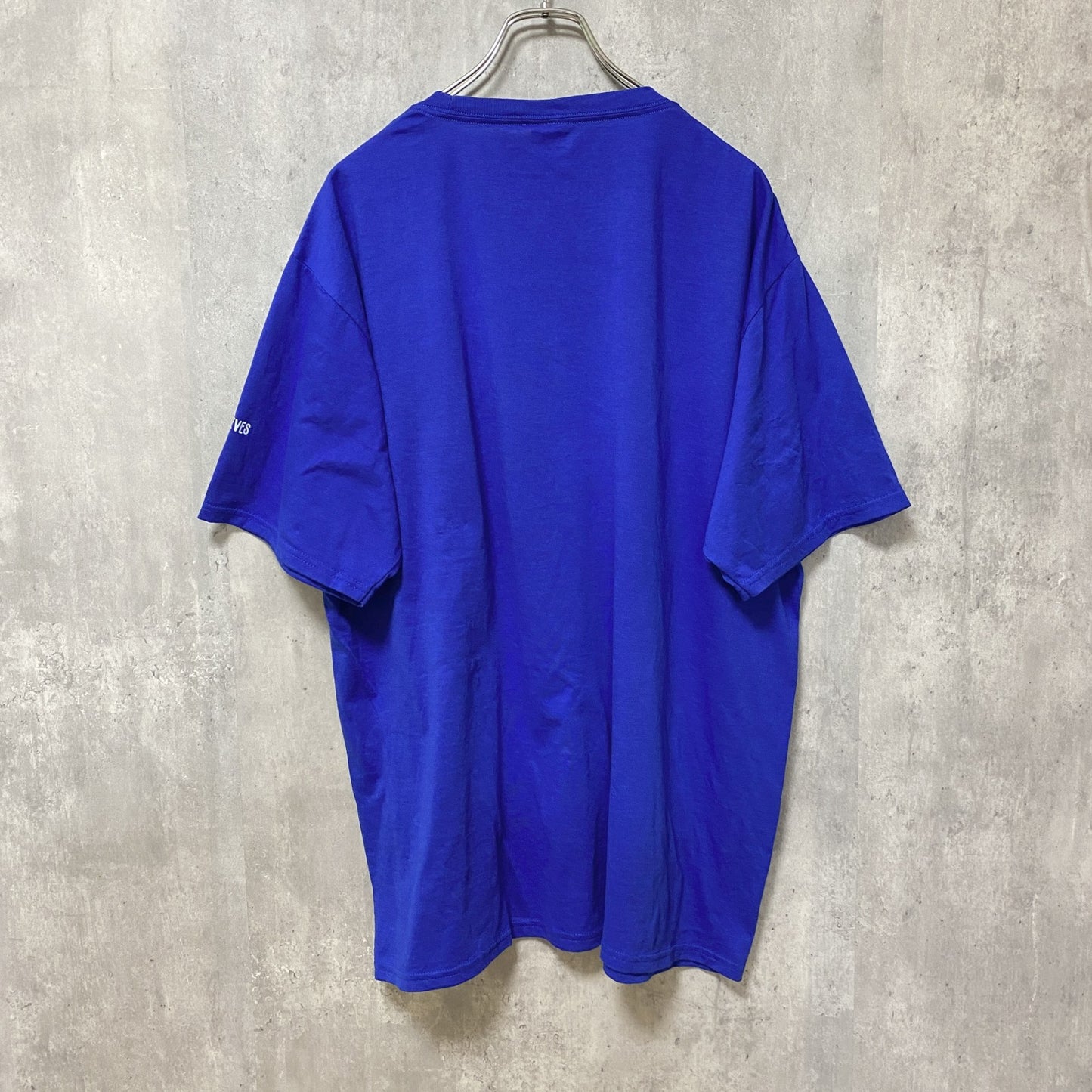 PORT＆COMPANY　半袖プリントメッセージTシャツ　4連プリント　企業ロゴ　青　ブルー　XLサイズ