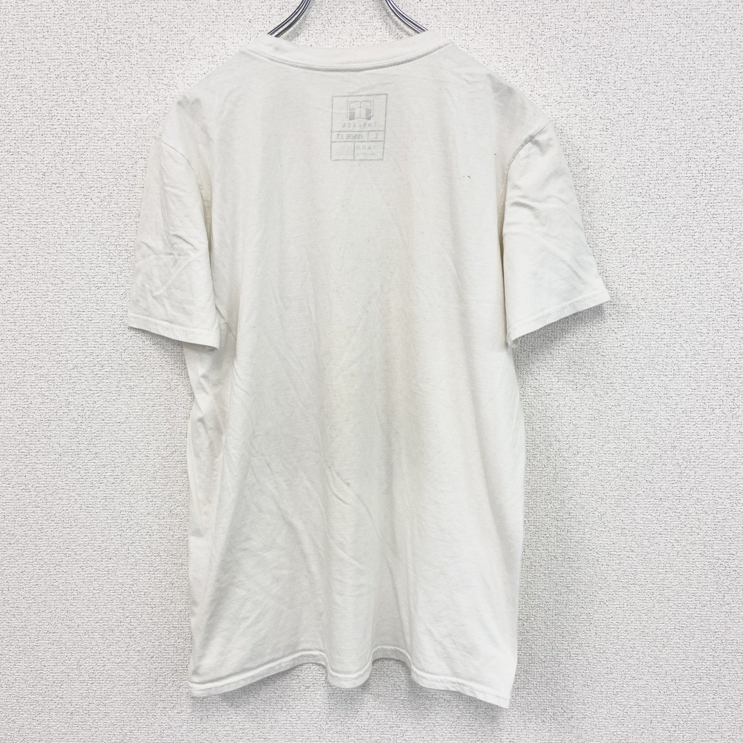 古着 used　THREADS　半袖プリントTシャツ　カジュアルデザイン　近未来　ロボット　レトロ　白　クルーネック　Lサイズ