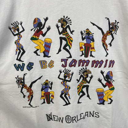 古着 used　ヘインズ　半袖プリントTシャツ　ホワイト　白　ジャマイカ　ジャム　 USA製　シングルステッチ　Lサイズ