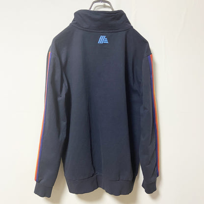 古着 used　ALDI　長袖ハーフジップスウェット　トレーナー　ノームコア　シンプル　袖ライン　ネイビー　秋冬服