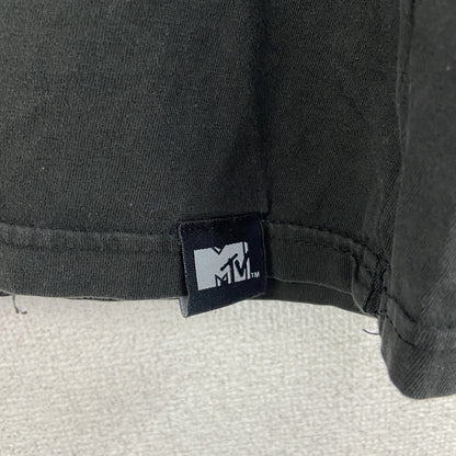 古着 used　M TV　半袖オリジナルプリントTシャツ　カジュアルデザイン　黒　ブラック　レトロ　クルーネック　XLサイズ