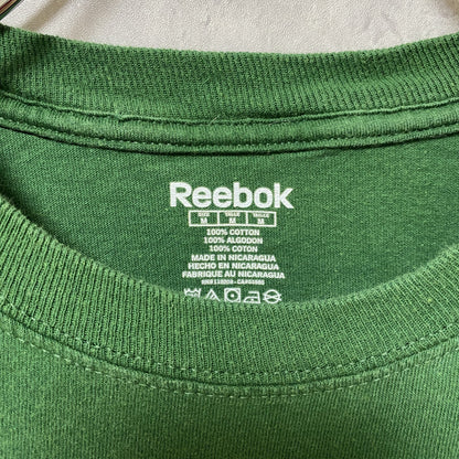 古着 used　Reebok　リーボック　半袖プリントTシャツ　クルーネック　スポーティー　レトロデザイン　緑　Mサイズ