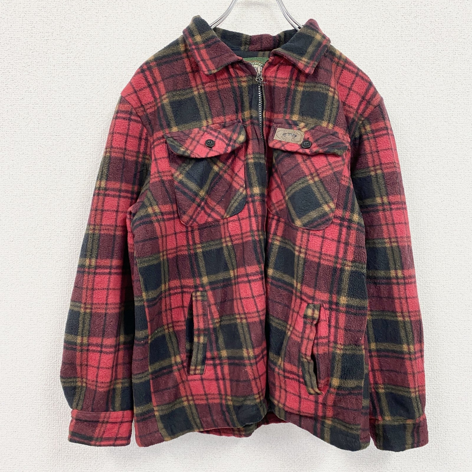 ～90s　Stillwater Supply CO　フルジップフリースジャケット/ボアジャケット　4つポケット　フラップポケット　ヴィンテージ　赤　レッド