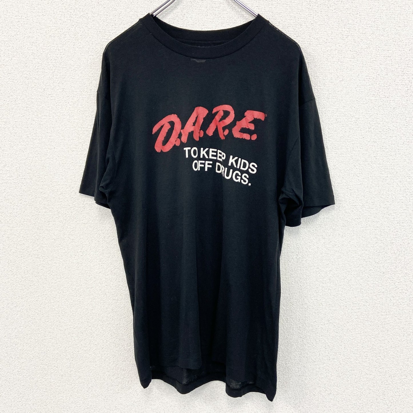 古着 used　Hanes ヘインズ　半袖プリントTシャツ　90s　黒　シングルステッチ　レトロ　US製　クルーネック　Lサイズ