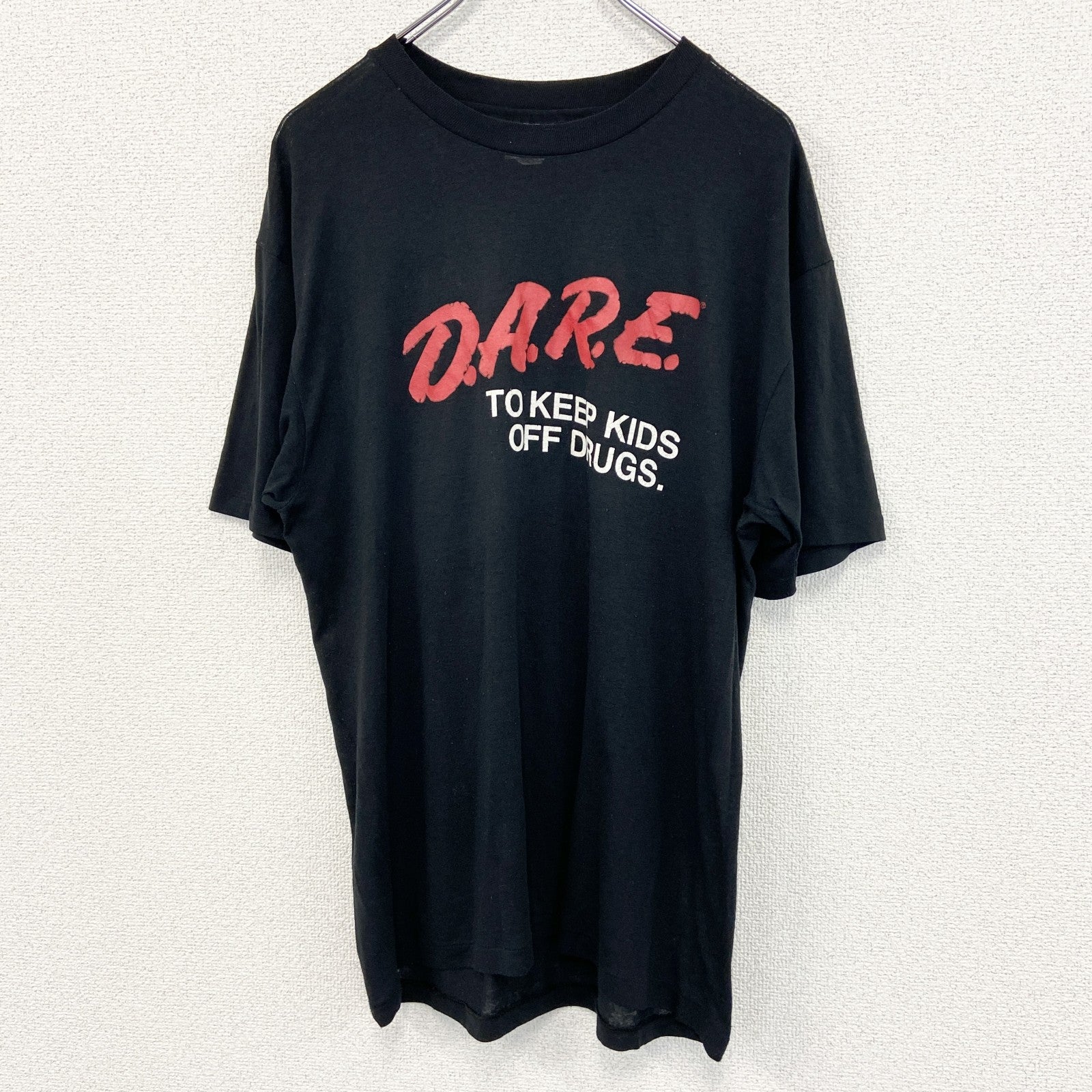 古着 used　Hanes ヘインズ　半袖プリントTシャツ　90s　黒　シングルステッチ　レトロ　US製　クルーネック　Lサイズ