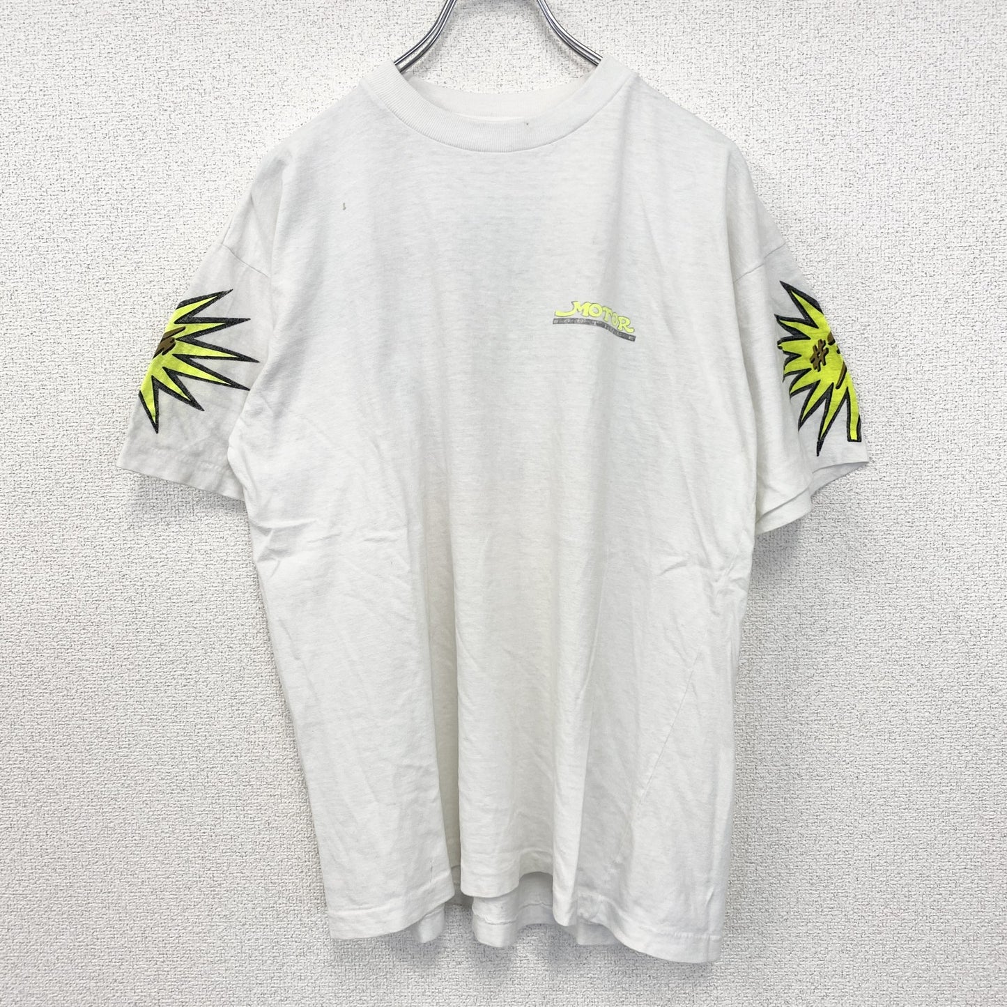 古着 used　半袖プリントTシャツ　ホワイト　白　レーシング　クルーネック　バックプリント　ワンポイント　シングルステッチ