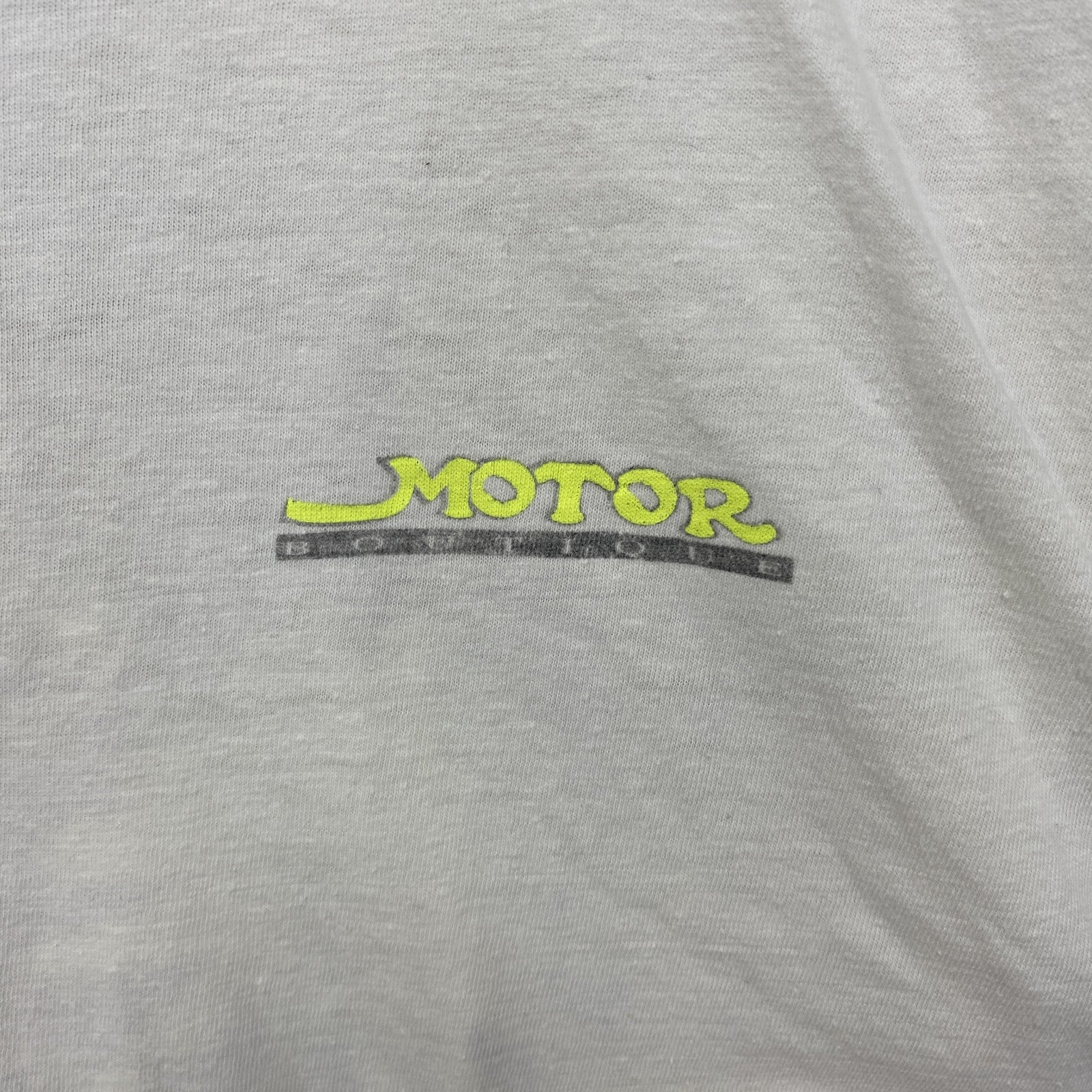 古着 used　半袖プリントTシャツ　ホワイト　白　レーシング　クルーネック　バックプリント　ワンポイント　シングルステッチ
