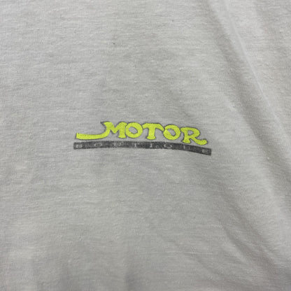 古着 used　半袖プリントTシャツ　ホワイト　白　レーシング　クルーネック　バックプリント　ワンポイント　シングルステッチ