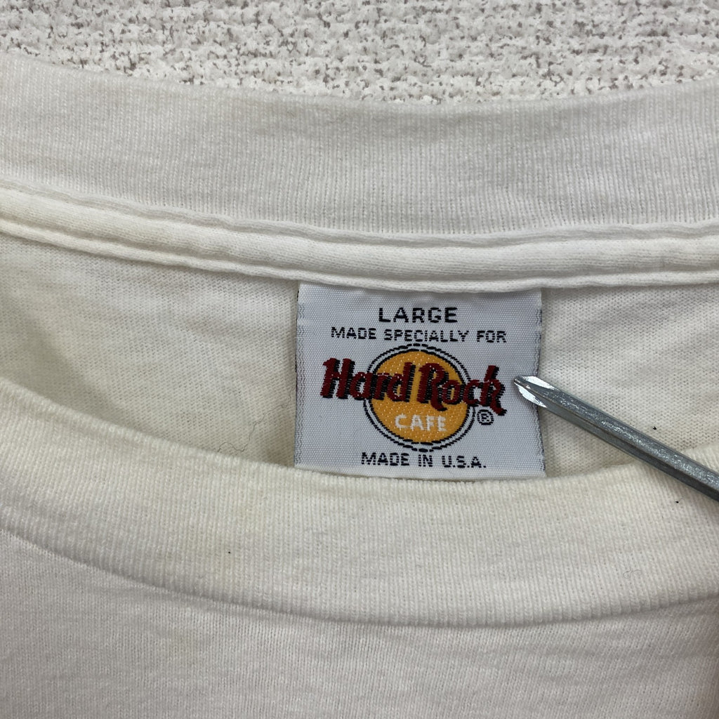 90s～　Hard Rock　ハードロック　半袖プリントTシャツ　ヴィンテージ　白　ホワイト　Lサイズ