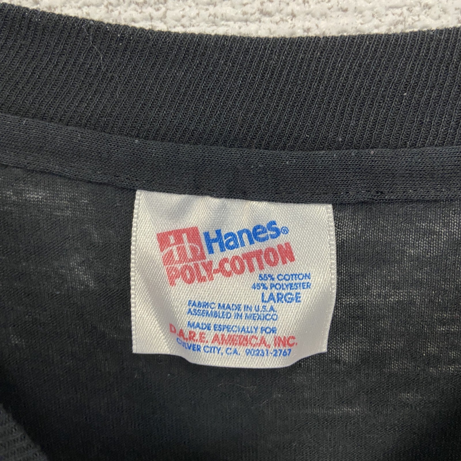 古着 used　Hanes ヘインズ　半袖プリントTシャツ　90s　黒　シングルステッチ　レトロ　US製　クルーネック　Lサイズ