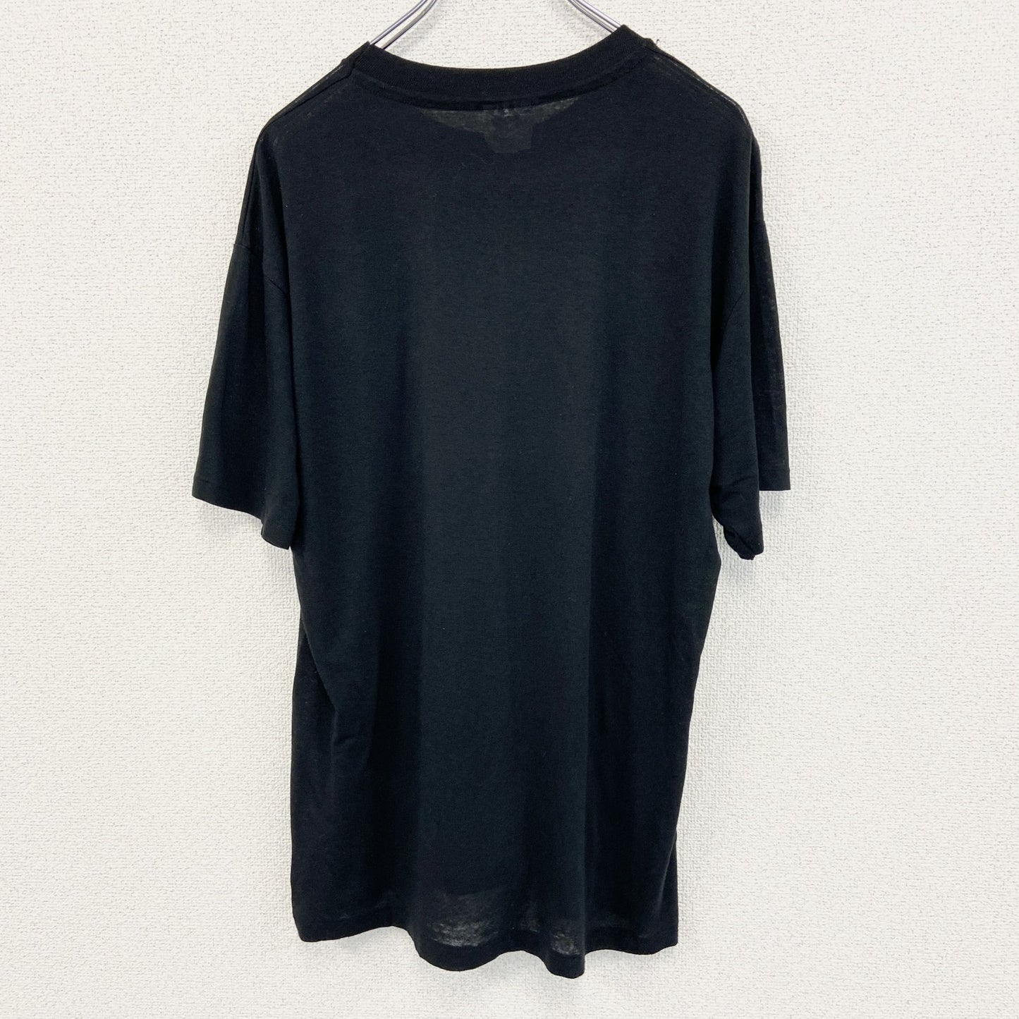 古着 used　Hanes ヘインズ　半袖プリントTシャツ　90s　黒　シングルステッチ　レトロ　US製　クルーネック　Lサイズ
