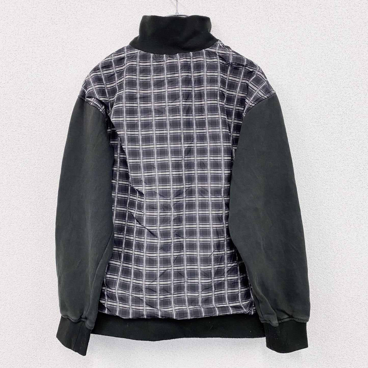 Reebok　リーボック　フルジップスウェットジャケット トラックジャケット　総柄　チェック柄　黒　3XLサイズ