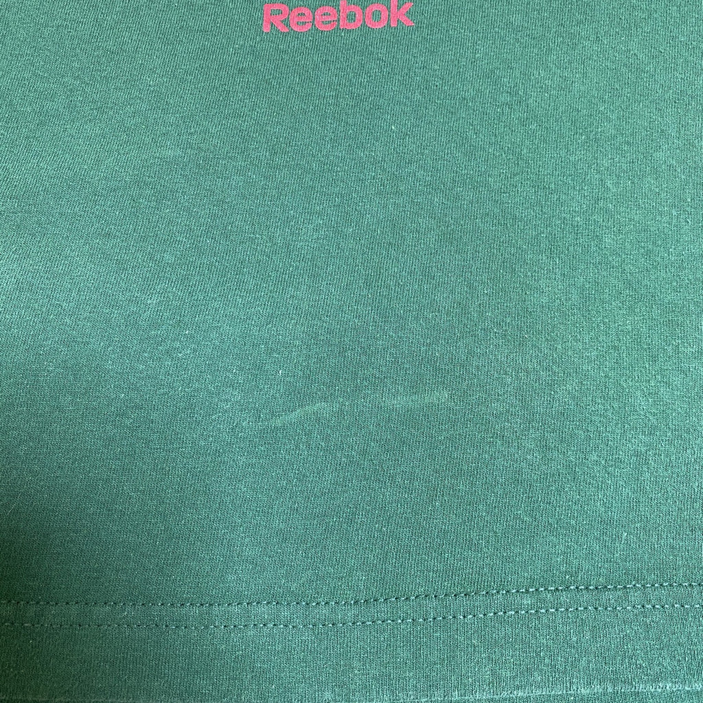 古着 used　Reebok　リーボック　半袖プリントTシャツ　クルーネック　スポーティー　レトロデザイン　緑　Mサイズ