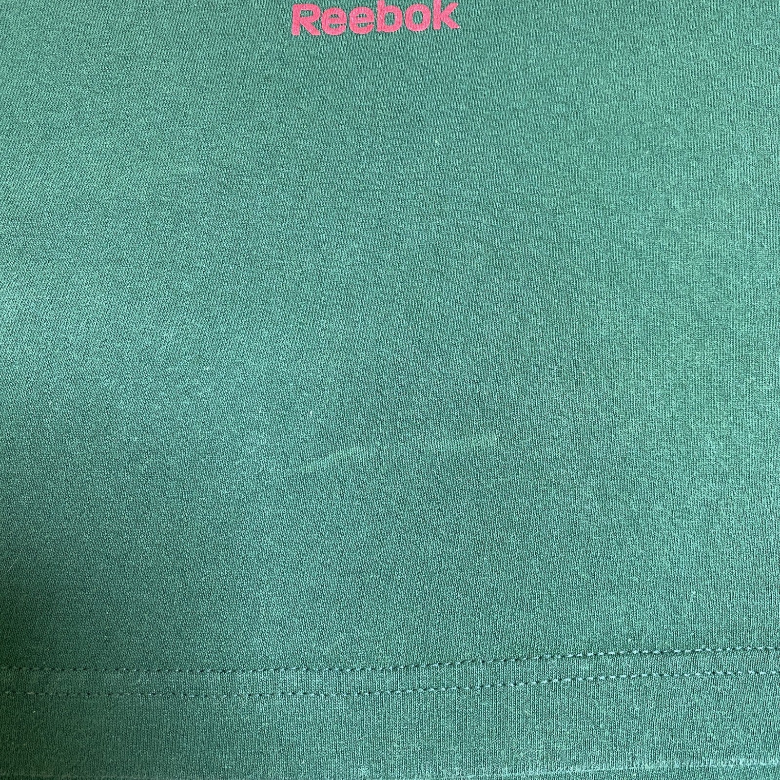 古着 used　Reebok　リーボック　半袖プリントTシャツ　クルーネック　スポーティー　レトロデザイン　緑　Mサイズ