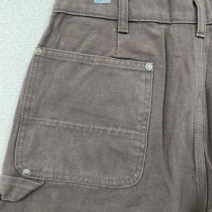 ノーブランド　ペンキ加工　ダメージ加工　ダブルニーペインターパンツ　ダックパンツ　茶色　ブラウン