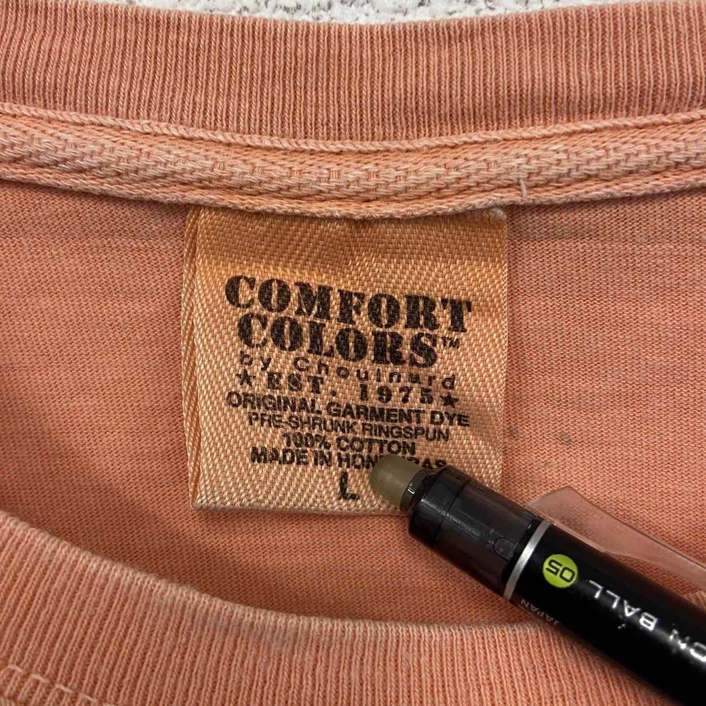 古着 used　COMFORT COLORS　半袖プリントTシャツ　魚　カジュアルデザイン　レトロ　オレンジ　クルーネック　Lサイズ