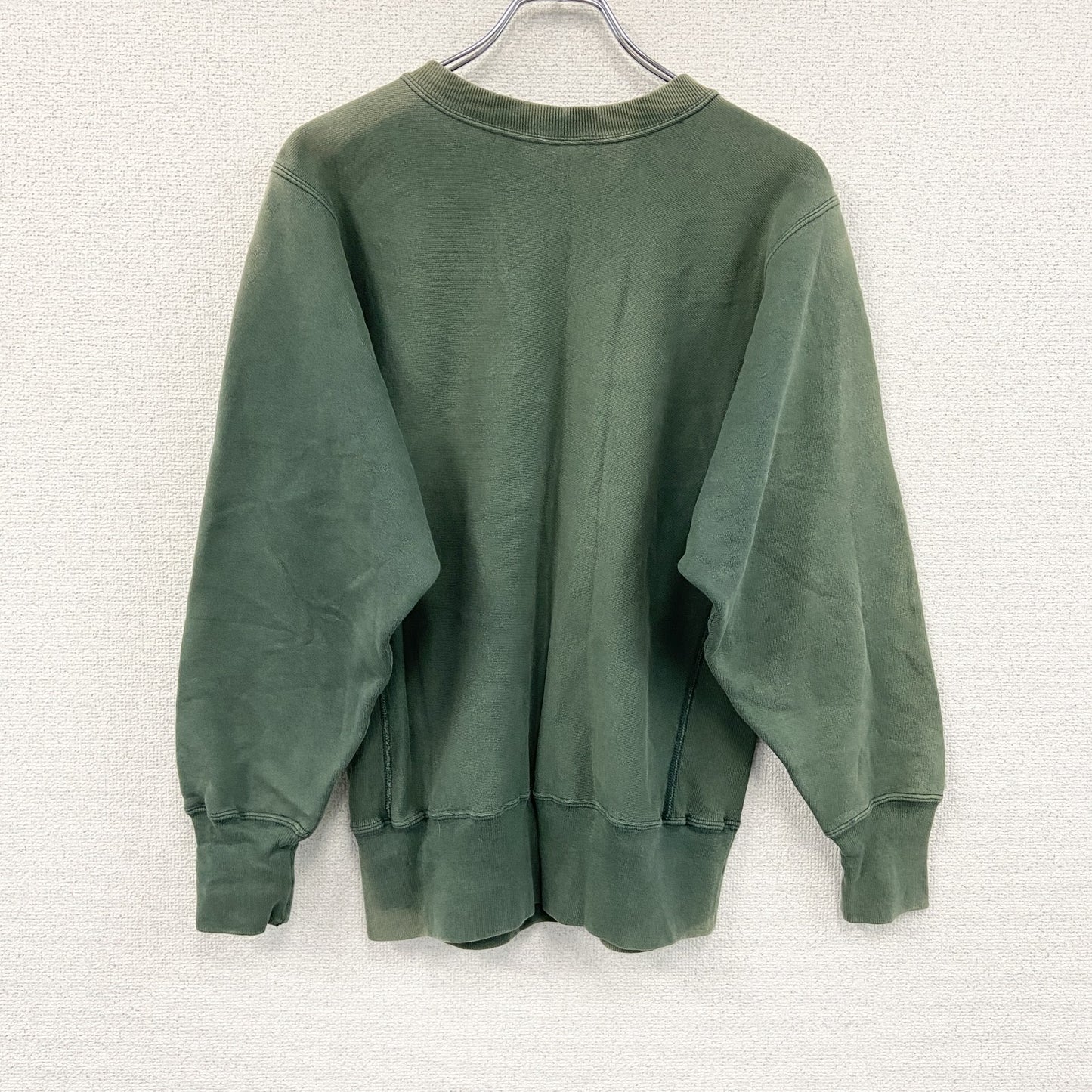 90s　Champion　チャンピオン　リバースウィーブ　スウェット/トレーナー　アーチプリント　フェード　ヴィンテージ　深緑　ディープグリーン