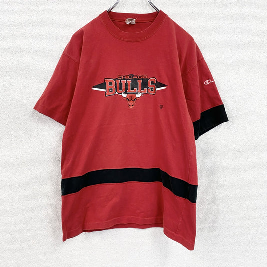 80s　Champion　チャンピオン　NBA　シカゴブルズ　半袖Tシャツ　シングルステッチ　トリコタグ　レッド　Mサイズ