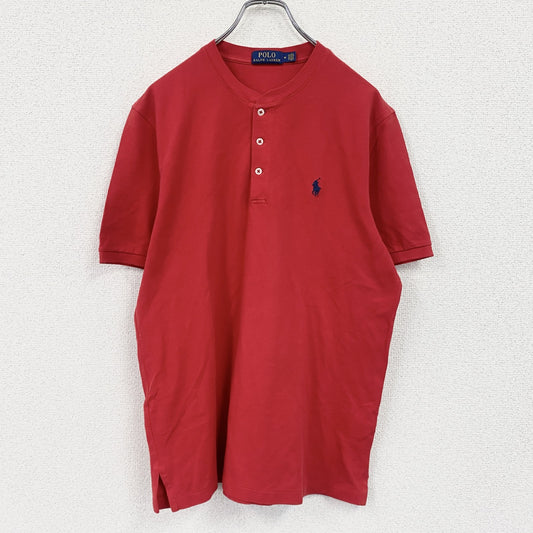 POLO RALPH LAUREN　ポロラルフローレン　半袖Tシャツ　ヘンリーネック　赤　レッド　Mサイズ