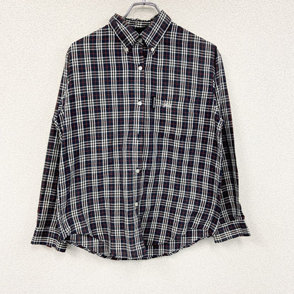 STUSSY　ステューシー　長袖ボタンダウンシャツ　チェック柄　マルチカラー　赤　レッド　紺　ネイビー