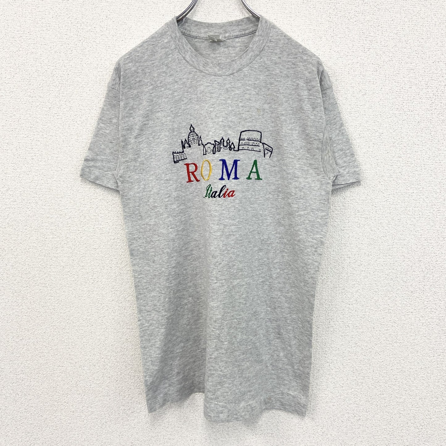 80s～　Screen Stars　スクリーンスターズ　半袖Tシャツ　シングルステッチ　刺繍ロゴ　霜降りグレー　Mサイズ