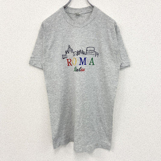 80s～　Screen Stars　スクリーンスターズ　半袖Tシャツ　シングルステッチ　刺繍ロゴ　霜降りグレー　Mサイズ