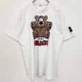 古着 used　90s　半袖熊プリントTシャツ　シングルステッチ　ヴィンテージ　クルーネック　白　ホワイト　XLサイズ