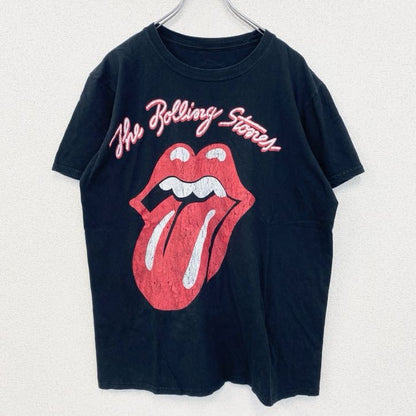 古着 used　半袖バンドプリントTシャツ　音楽　ローリングストーンズ　定番　ロック　黒　ブラック　Lサイズ