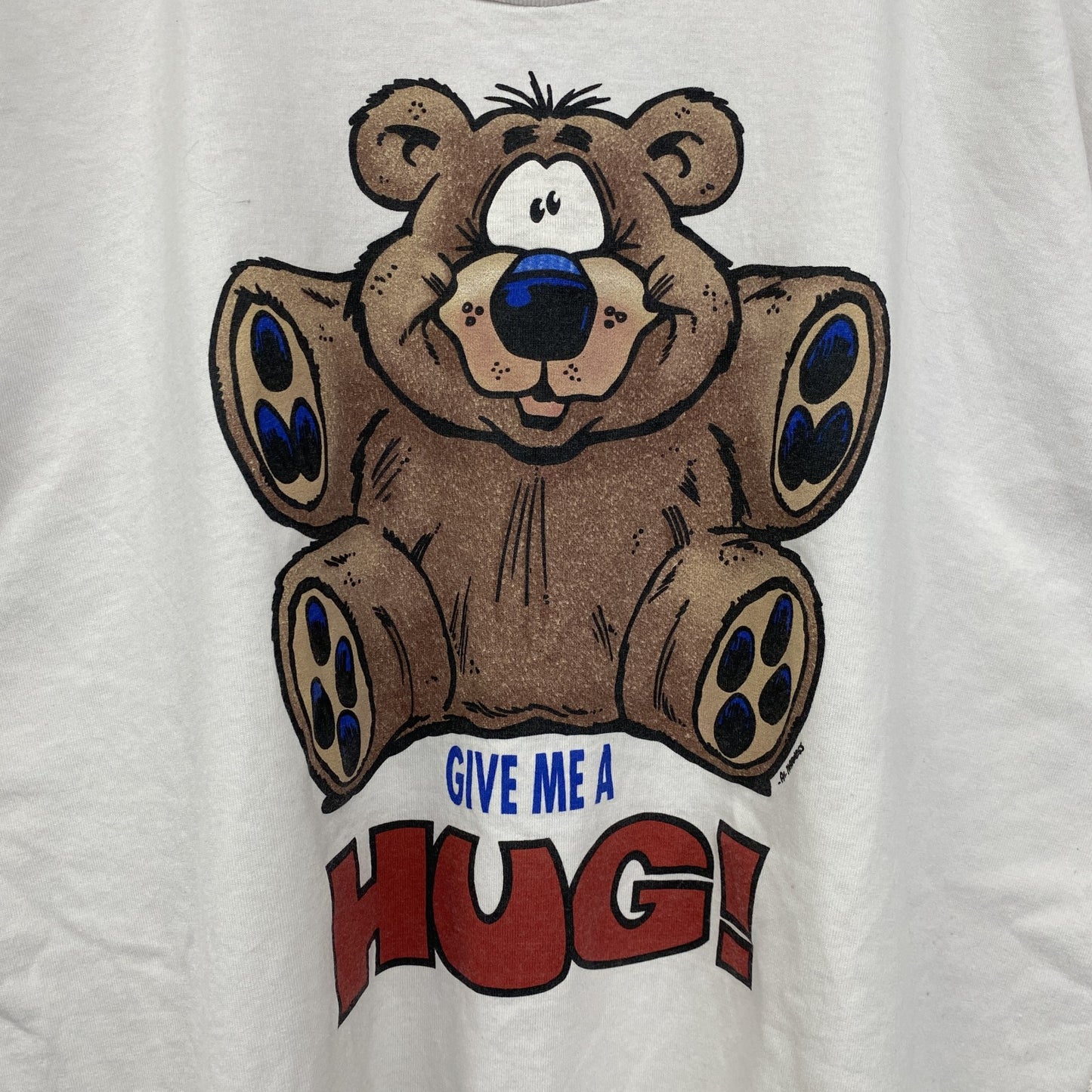 古着 used　90s　半袖熊プリントTシャツ　シングルステッチ　ヴィンテージ　クルーネック　白　ホワイト　XLサイズ