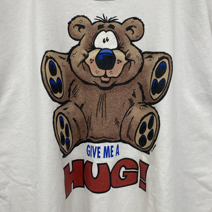 古着 used　90s　半袖熊プリントTシャツ　シングルステッチ　ヴィンテージ　クルーネック　白　ホワイト　XLサイズ