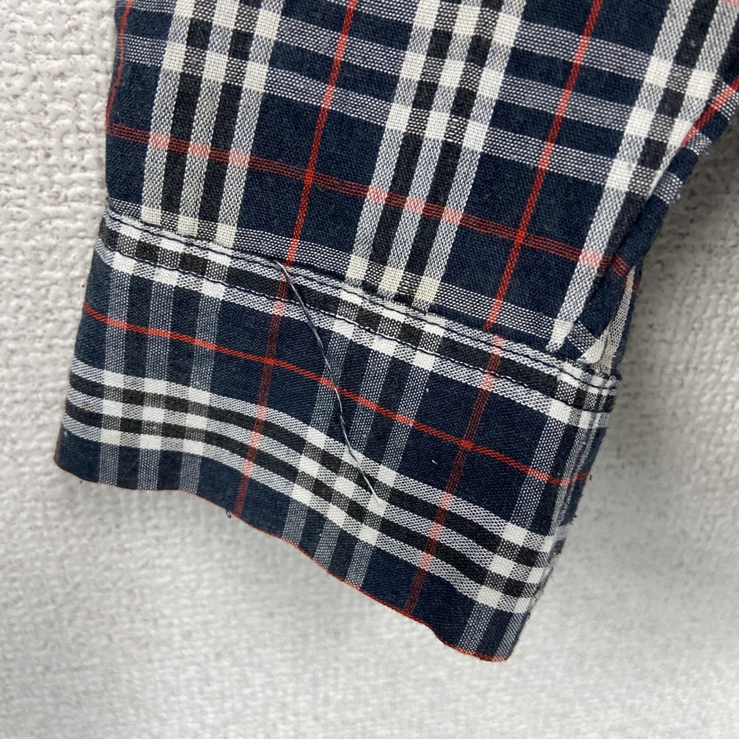 STUSSY　ステューシー　長袖ボタンダウンシャツ　チェック柄　マルチカラー　赤　レッド　紺　ネイビー