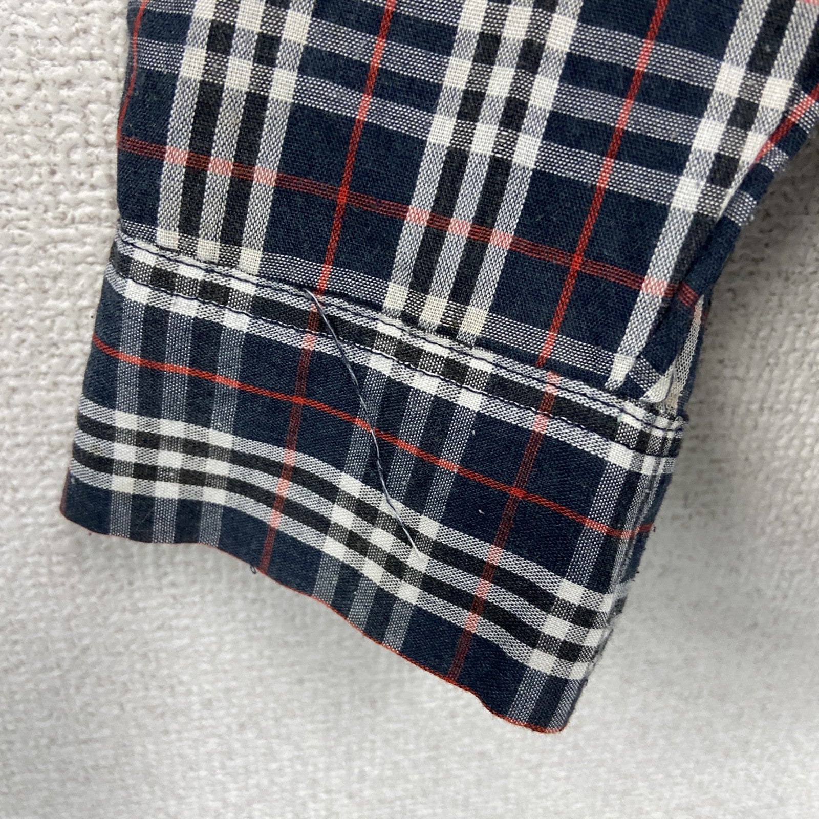 STUSSY　ステューシー　長袖ボタンダウンシャツ　チェック柄　マルチカラー　赤　レッド　紺　ネイビー