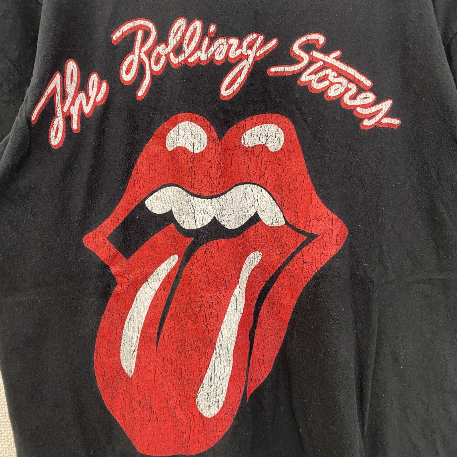 古着 used　半袖バンドプリントTシャツ　音楽　ローリングストーンズ　定番　ロック　黒　ブラック　Lサイズ