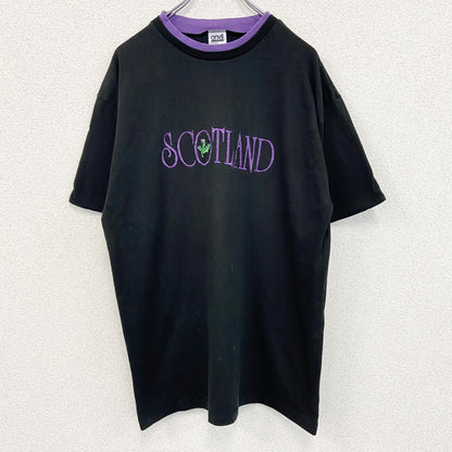 古着 used 90s　anvil アンヴィル　半袖刺繍デザインTシャツ　ローズ　薔薇　ヴィンテージ　黒　ブラック　XLサイズ