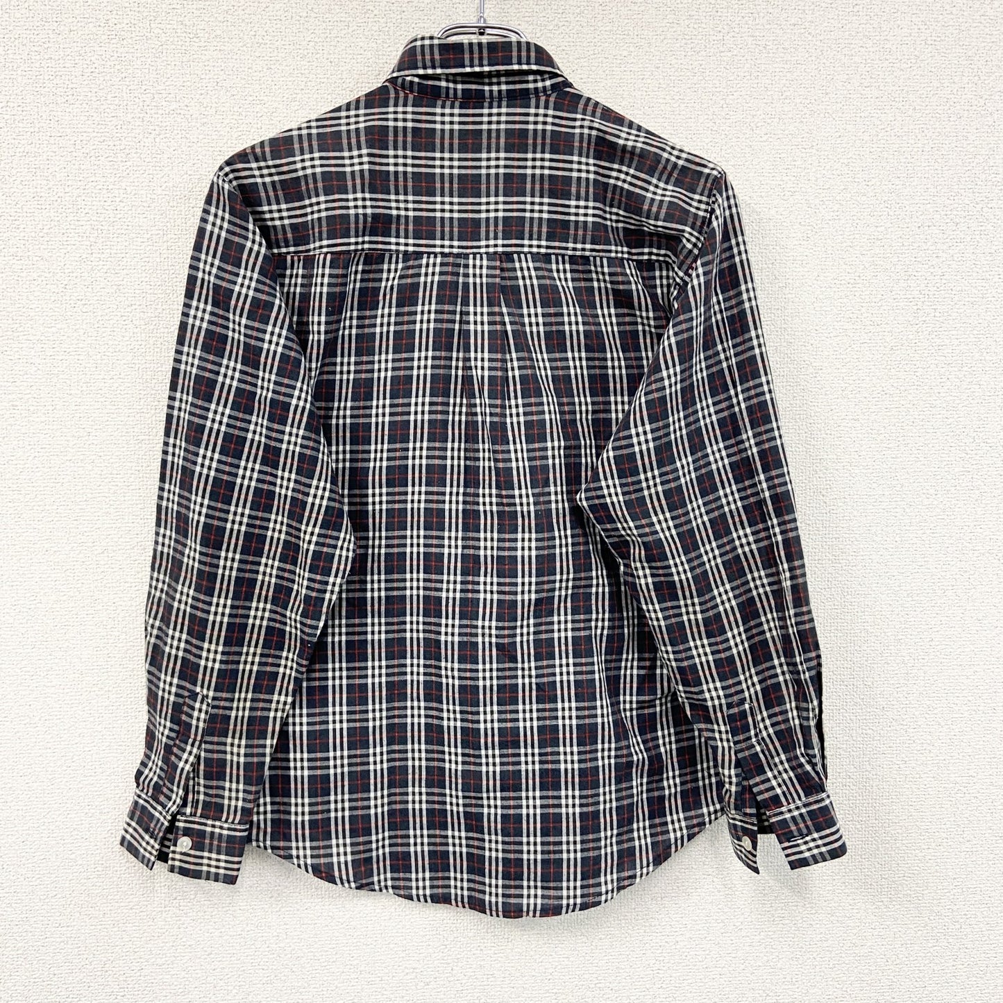 STUSSY　ステューシー　長袖ボタンダウンシャツ　チェック柄　マルチカラー　赤　レッド　紺　ネイビー