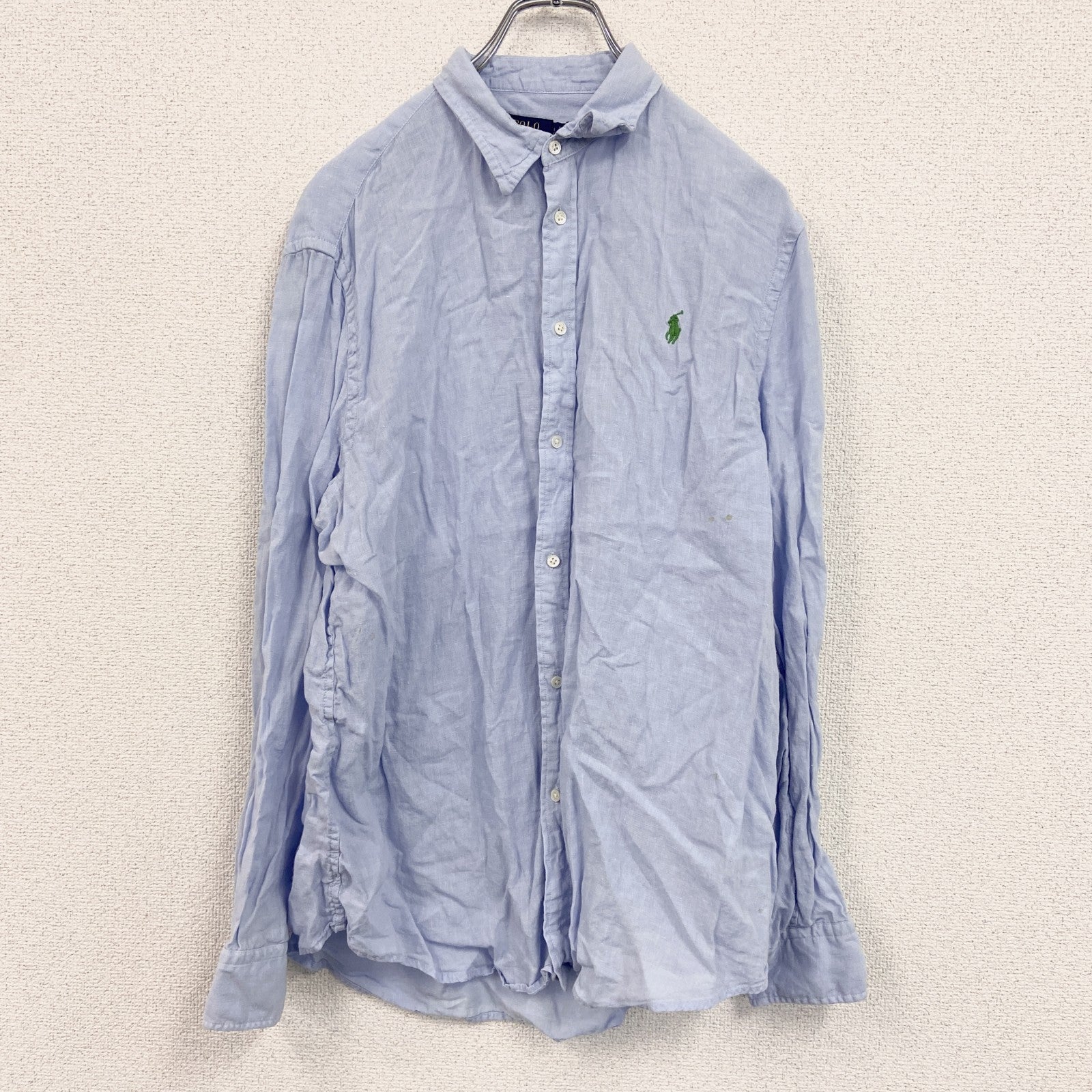 Polo Ralph Lauren　ポロラルフローレン　RELAXED FIT　長袖リネンシャツ　ブルー　Lサイズ