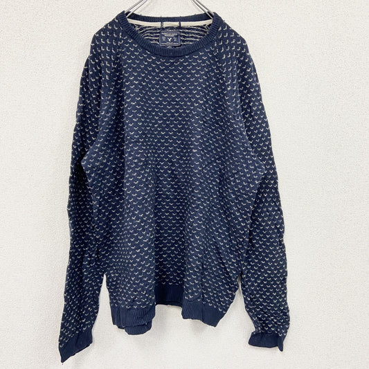 AMERICAN EAGLE　アメリカンイーグル　ニットセーター　バーズアイ　紺　ネイビー　2XLサイズ