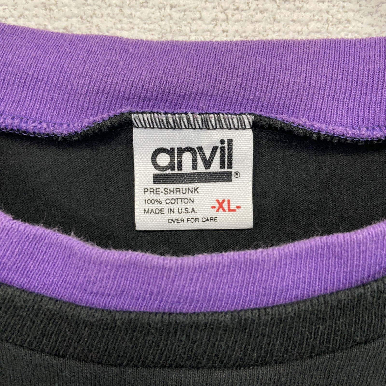 古着 used 90s　anvil アンヴィル　半袖刺繍デザインTシャツ　ローズ　薔薇　ヴィンテージ　黒　ブラック　XLサイズ