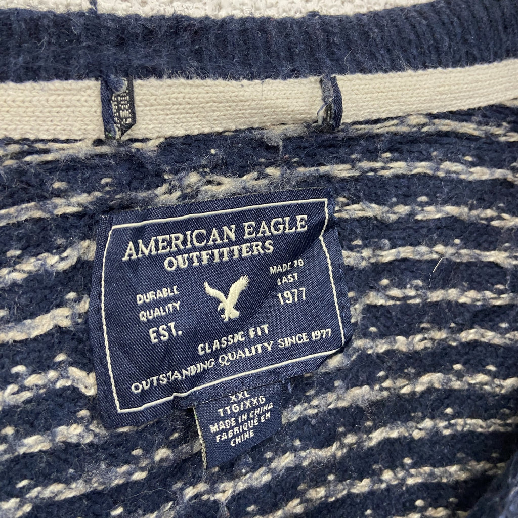 AMERICAN EAGLE　アメリカンイーグル　ニットセーター　バーズアイ　紺　ネイビー　2XLサイズ