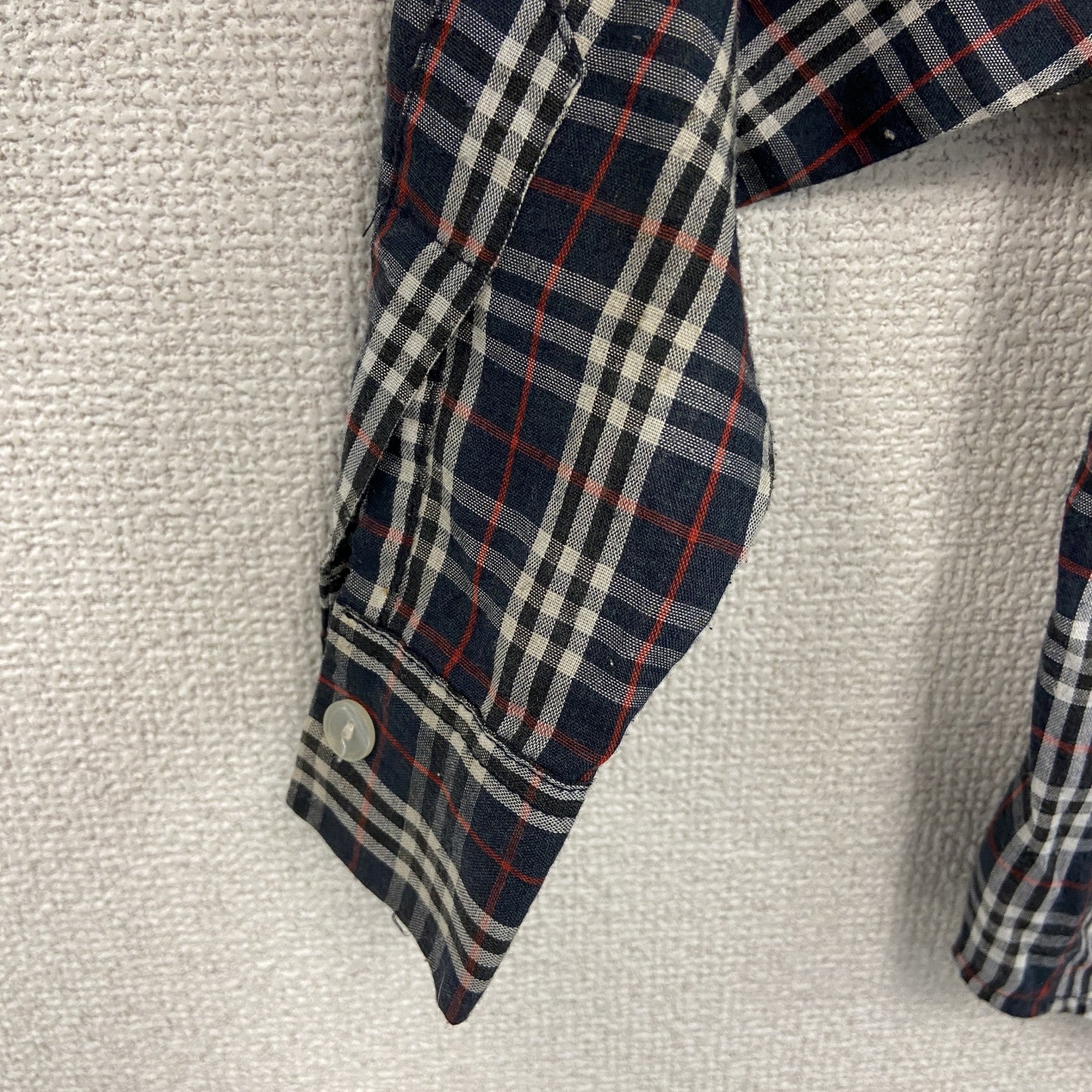 STUSSY　ステューシー　長袖ボタンダウンシャツ　チェック柄　マルチカラー　赤　レッド　紺　ネイビー