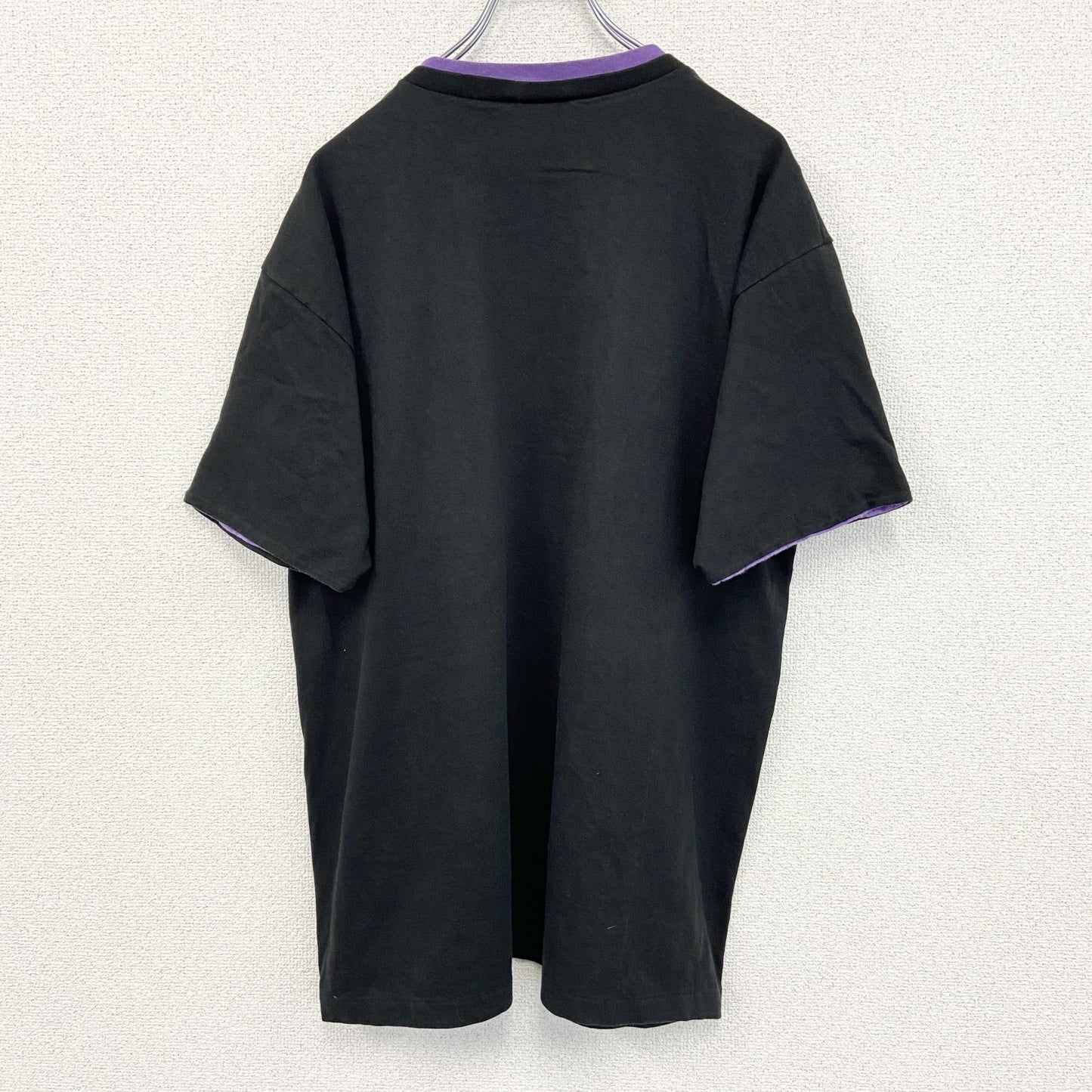 古着 used 90s　anvil アンヴィル　半袖刺繍デザインTシャツ　ローズ　薔薇　ヴィンテージ　黒　ブラック　XLサイズ