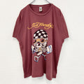 古着 used　Ed Hardy　エドハーディー　半袖プリントTシャツ　スカル　カジュアルデザイン　赤　クルーネック　XLサイズ
