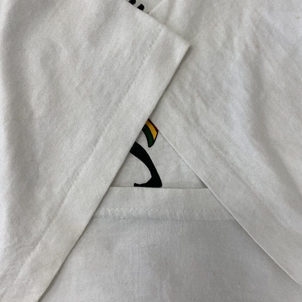 古着 used　ヘインズ　半袖プリントTシャツ　ホワイト　白　ジャマイカ　ジャム　 USA製　シングルステッチ　Lサイズ