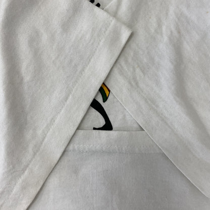古着 used　ヘインズ　半袖プリントTシャツ　ホワイト　白　ジャマイカ　ジャム　 USA製　シングルステッチ　Lサイズ